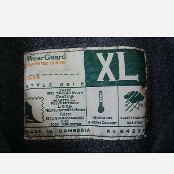 WEAR GUARD XL FLEECE LINED MASTERS COLLECTION COAT MENS ZIPPER PULL BROKEN - Picture 4 of 4